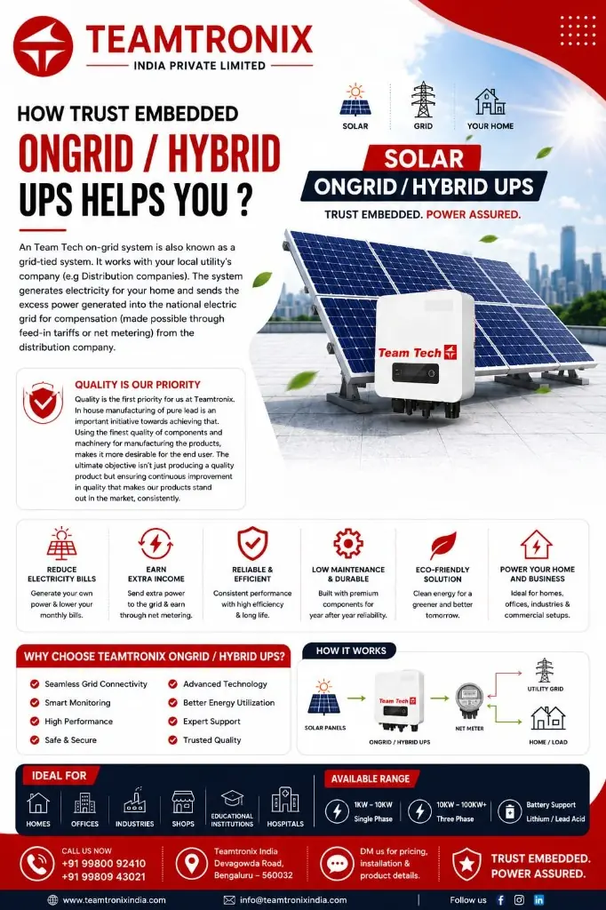 Team Tech ongrid and hybrid solar UPS